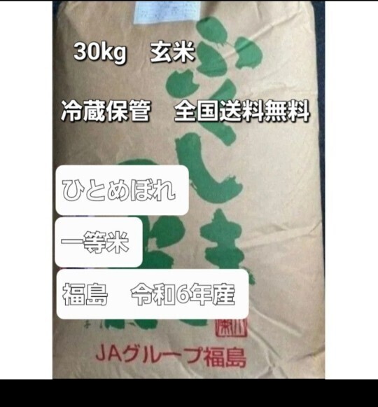 ひとめぼれ 30kg 玄米 福島 令和6年産 冷蔵保管 全国送料無料