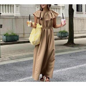 美品 ロージーモンスター フリルカラー ワンピース ロングフレア リボン フリーサイズ