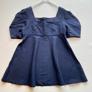 美品 ヴェルメイユパーイエナ リネンブラウス スクエアネック サイドジップ VERMEIL par iena フリーサイズ