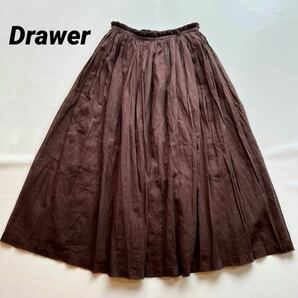 美品☆Drawer コットンギャザーラップスカート ロング フレア