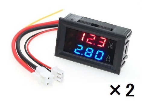 2個セット パネル取付タイプB1 デジタルメーター 電圧計 電流計 DC 0-100V 10A 赤青LED
