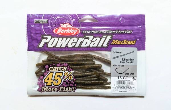 BERKLEY バークレー マックスセント PowerBait MaxScent D-Worm 3.6inch【ディーワーム3.6 Dワーム3.6インチ】グリーンパンプキン
