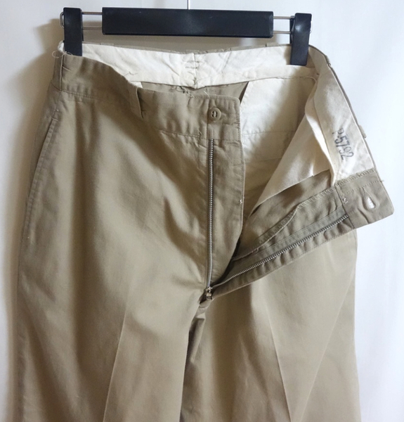 【60’s 米軍実物 U.S.ARMY COTTON AND POLYESTER TWILL チノパン W30】DSA-100-1995 アルミジップ RAPID ビンテージ トラウザーズ