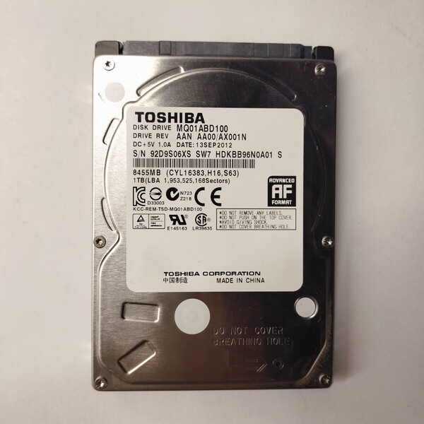 ★送料無料★TOSHIBA 1TB 2.5 SATA HDD 正常品 Y19