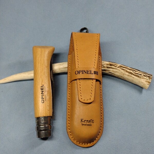 OPINEL NO8 オピネル レザーケース ハンドメイド 立体 手縫い アウトドア ナイフ タンニン鞣、し革使用