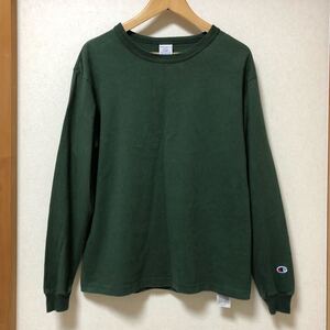 送料込 米国製 champion T1011 ロンT Sサイズ green USED チャンピオン 長袖 Tシャツ 緑 グリーン アメカジ 古着 made in USA