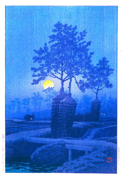 ■□5作品 川瀬巴水(No187) 越前和紙複製仕上 ①蒲生の月②鎌倉大仏大仏③馬込の月④天草本渡祇園橋⑤今井橋の夕立 □■