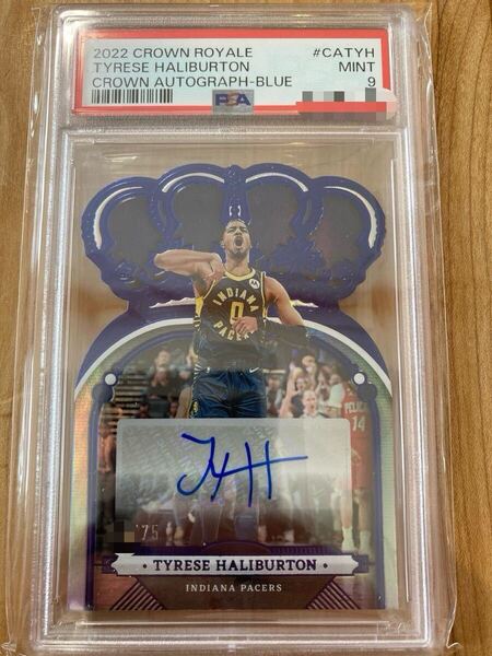 PSA9 NBA 2022-23 CROWN ROYALE BLUE PRIZM AUTO 直筆サイン TYRESE HALIBURTON ハリバートン INDIANA PACERS ペイサーズ 75枚 color match