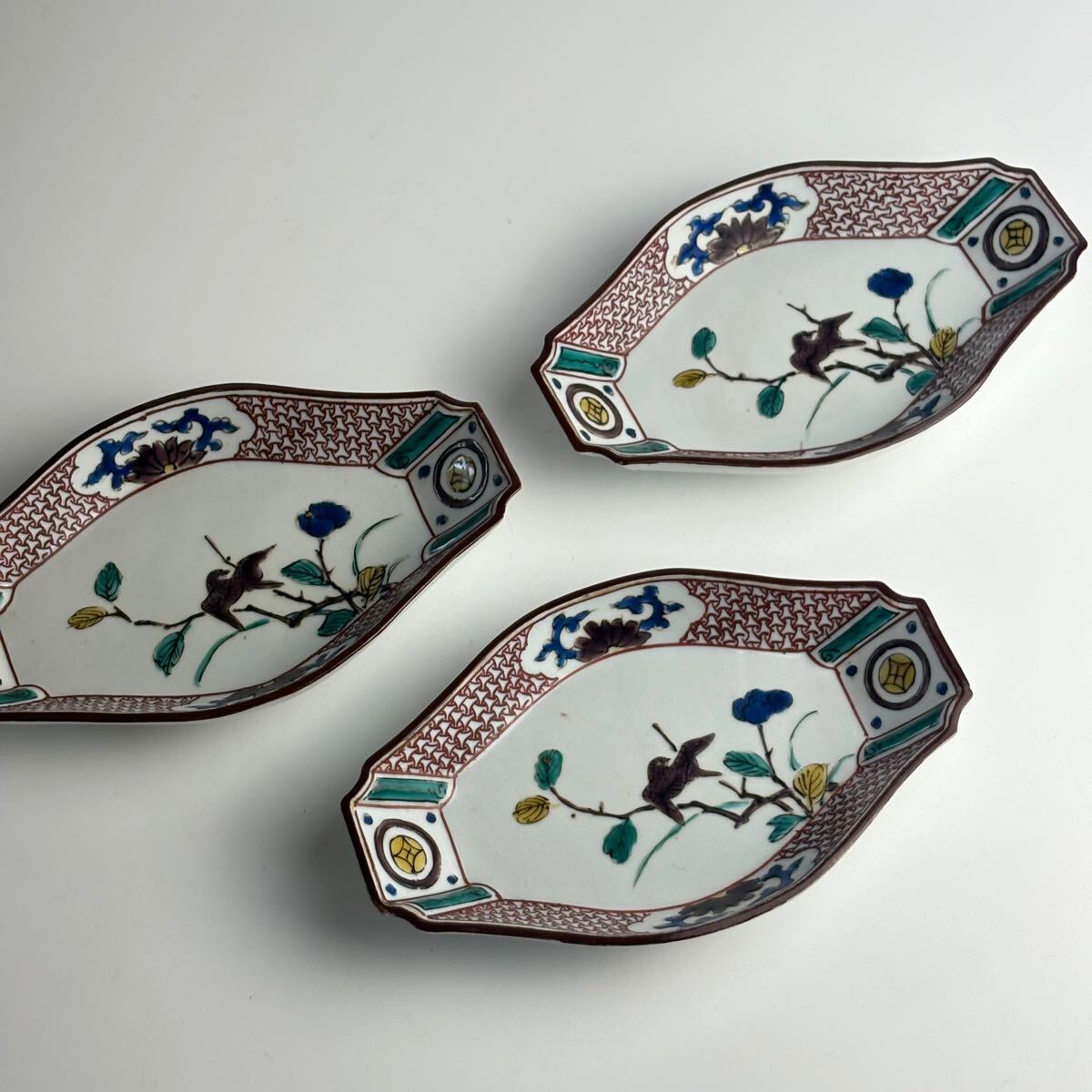 古伊万里】 色絵金彩牡丹文四寸皿 小皿 6客セット 明治時代