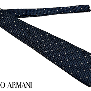 N-1350★送料無料★GIORGIO ARMANI ジョルジオ アルマーニ★イタリア製 ブルー青色 ドット柄 織り生地 シルクネクタイ