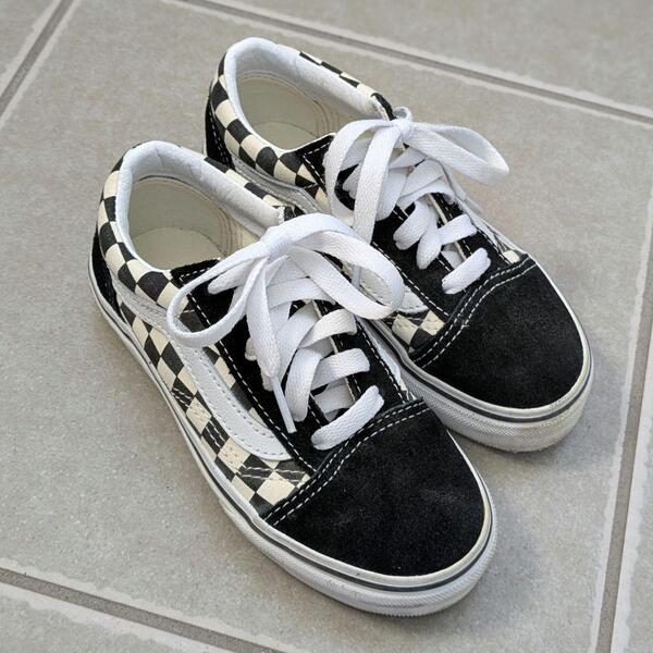 Vans チェック柄スニーカー ブラック/ホワイト 17.5cm