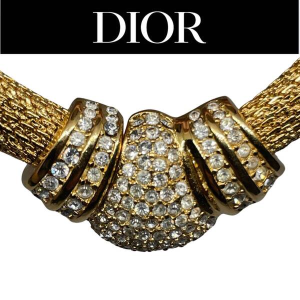 Christian Dior クリスチャンディオール ラインストーンネックレス レディース コスチュームジュエリー ヴィンテージ ゴールド 希少 レア
