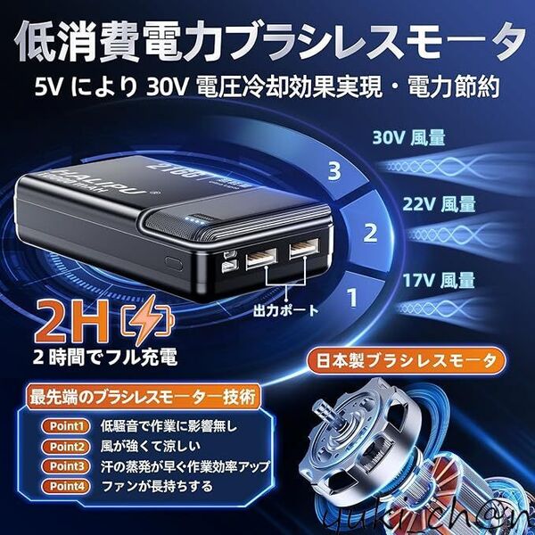空調作業服 保冷剤付き 瞬冷-8℃ 空冷ウェア ファン付きアウトドア モバイルバッテリー付き 3段階風量調節 ダークネイビ サイズL 節電