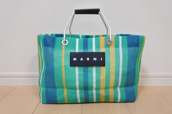 ☆美品☆MARNI マル二 フラワーカフェ ストライプ トートバッグ☆