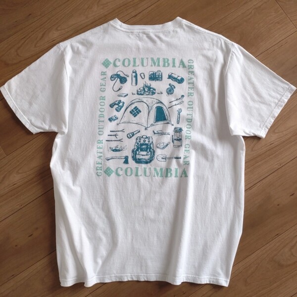Columbia 半袖TEE/白/アウトドア/古着/MEN'S XL【J789】