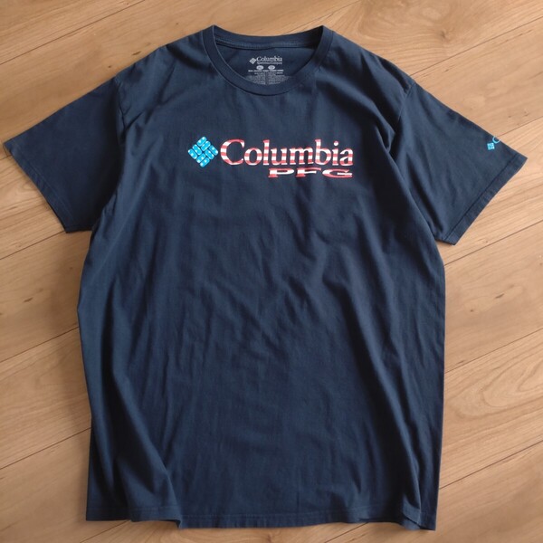 Columbia PFG フィッシング TEE/半袖/濃紺/古着/MEN'S XL【J797】