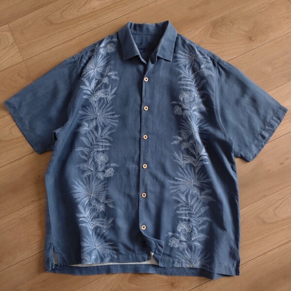 Tommy Bahama アロハシャツ/シルク&リネン混紡/A46/古着/XL