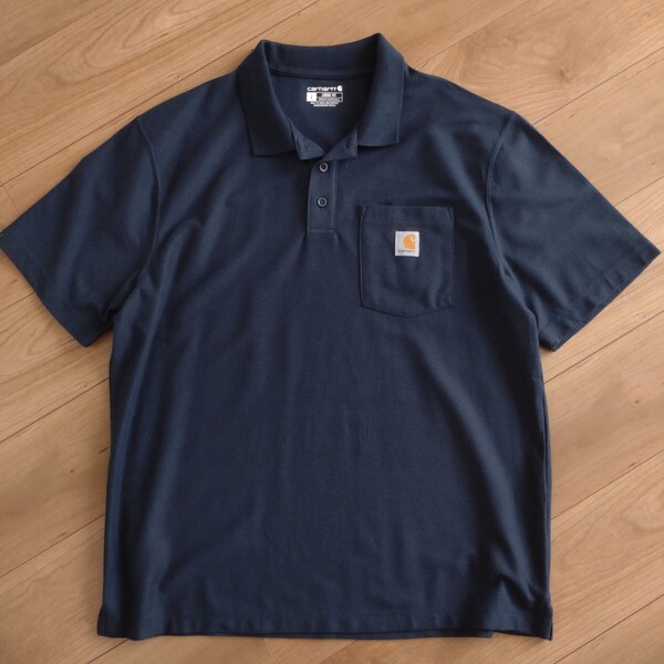 Carhartt ポロシャツ/半袖/LOOSE FIT/濃紺/古着/L【J852】
