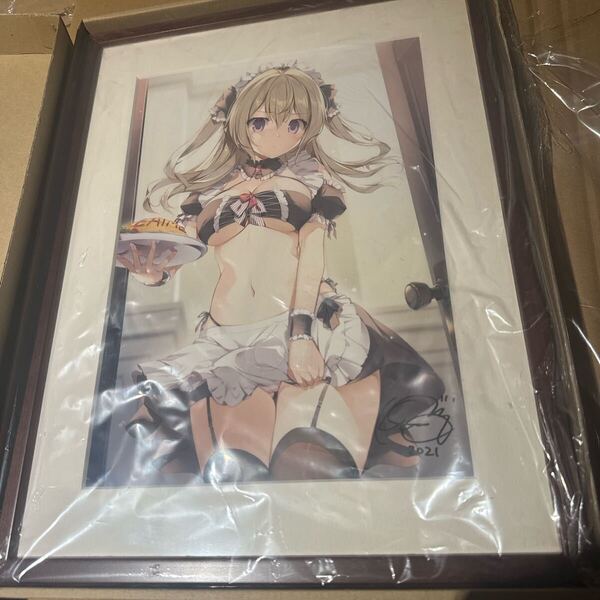 karory 直筆サイン入り メイドさん複製原画 やはを キャラファイングラフ 版画 色紙
