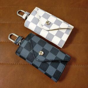 【2個セット】キーケース 男女兼用 ノーブランド チェック柄 市松模様 【送料無料】