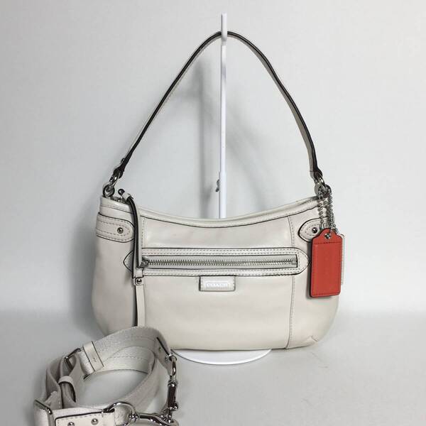 75B253|美品|コーチ 2WAY ショルダーバッグ レザー ホワイト