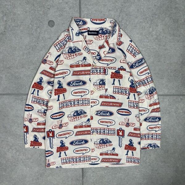 HYSTERIC GLAMOUR パジャマシャツ ヒスガール 非売品 英文字ロゴ ヒステリックグラマー 長袖シャツ ノベルティ 限定 ホワイト M
