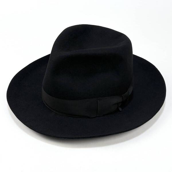 極美品 STETSON / ステットソン RABBIT FUR OPEN CROWN / ラビットファー オープンクラウンハット SE572 58cm ブラック リボン SSM5005