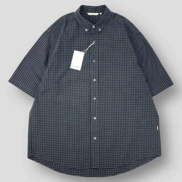新品未使用 今期 FARAH ファーラー 25SS B.D S/S SHIRT ボタンダウン ショートスリーブシャツ FR0501-M2002 L Black Plaids 半袖 SSM5634