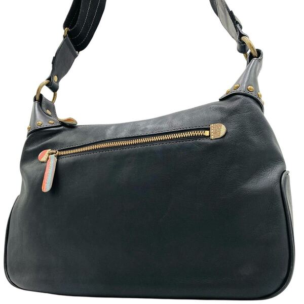 美品●Paul Smith ポールスミス ショルダーバッグ ブラック レザー マルチストライプ 肩掛け