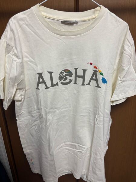 HONOLUA ホノルア ALOHA アロハ クリーム色 Tシャツ 半袖Tシャツ 古着 Mサイズ メンズ ハワイ