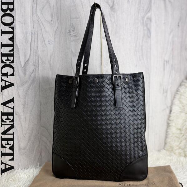 人気 A4可 BOTTEGA VENETA ボッテガヴェネタ イントレチャート ショルダー トートバッグ 黒
