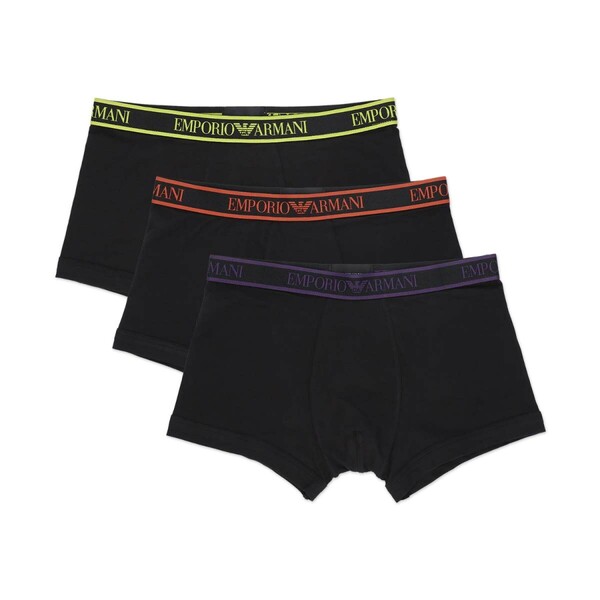 EMPORIO ARMANI エンポリオアルマーニ CORE LOGOBAND コットン 前閉じ ボクサーパンツ メンズ 3枚組 54087177 ブラックセット M