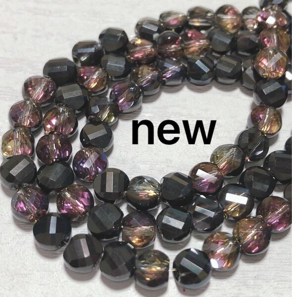 dn351/new!ガラスビーズ◇キラキラ多面カット サークル形 6mm3連