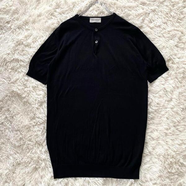 JOHN SMEDLEY ジョンスメドレー シーアイランドコットン sea island cotton 半袖 ポロシャツ カットソー Tシャツ ブラック 黒 Sサイズ