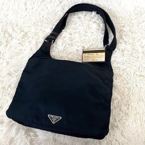 【Gカード付き】PRADA プラダ サコッシュ ショルダーバッグ テスートナイロン 三角ロゴ クロスボディ 斜めがけ 肩掛け可能 ネイビー V218