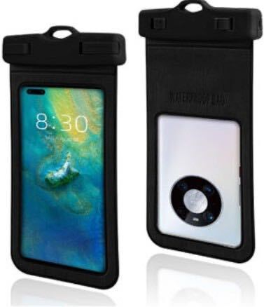 ブラック 水深30メートル防水-IPX8 スマホ 防水 ケース 完全防水 対応 7.2インチ以下全機種対応 水泳スマホカバー おすすめ