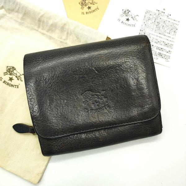 IL BISONTE イルビゾンテ 二つ折り財布 ブラック 小銭入れ付