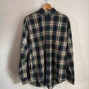 LANDS' END B.D check shirt size M cotton 長袖シャツ チェック オックスフォード ランズエンド