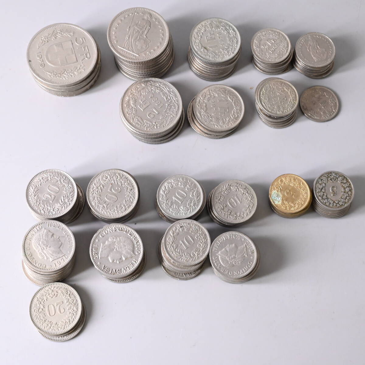 古銭 スイス硬貨 スイスコイン 1フラン 2フラン 4枚セット 極美