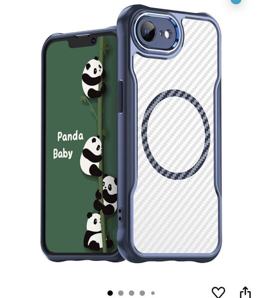 Panda Baby iPhone 16eケース MagSafe対応 半透明カバー 薄型 耐衝撃バンパー マット質感 レンズ全面保護 (ブルー)
