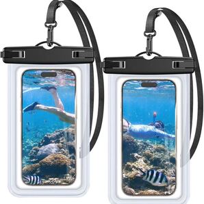 スマホ 防水ケース 海 【2枚セット&熱圧技術】スマホケース IPX8認定 水中・水上で操作できる 良いタッチ感度 指紋認証/顔認証クリア2枚)
