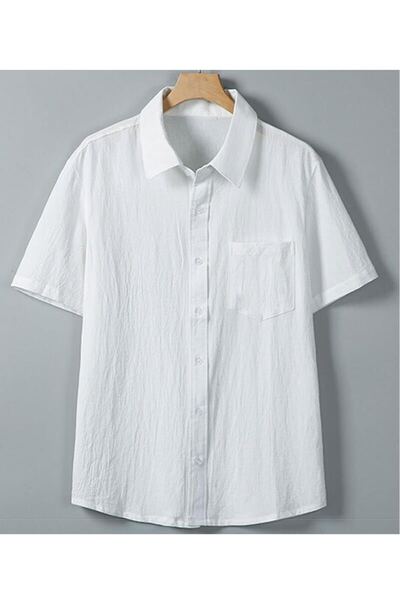 シャツ メンズ 半袖 夏 薄手 カジュアル ゆったり 綿麻 無地 おしゃれ 大きいサイズ