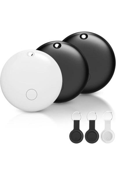 airtag エアタグ スマートタグ/スマートトラッカー 2025年 GPS高精度測位 gps gpsタグ*3+専用ケース*3+ストラップ*3 (くろ+しろ)