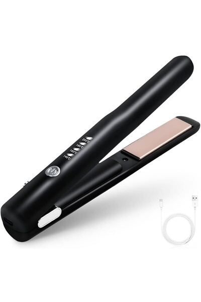 コードレスヘアアイロン ヘアアイロン USB充電式 2way カール&ストレート 4段階温度設定可能 男女兼用 家庭ブラック