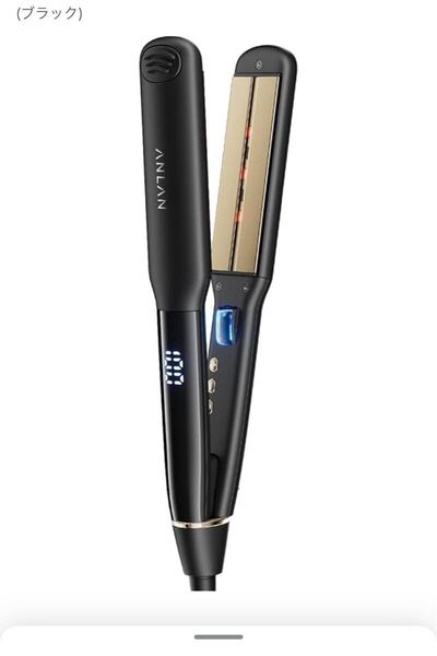 ANLAN ヘアアイロン ストレートアイロン 赤色LED 近赤外線 マイナスイオン 36mmワイドプレート 急速加熱 100℃~230℃ ツヤ髪 ブラック)