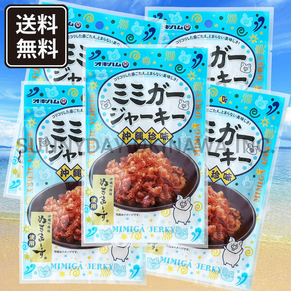 ミミガージャーキー (大) 23g 5袋 ぬちまーす使用 オキハム 沖縄珍味 おつまみ 沖縄旅行 沖縄お土産