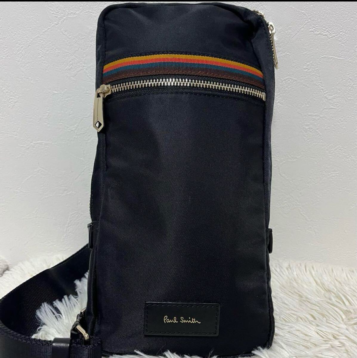 Paul smith ポールスミス ボディバッグ マルチストライプ ネイビー