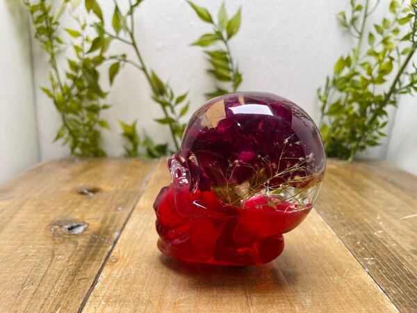 水中花シフトノブ ドクロ 薔薇とかすみ草