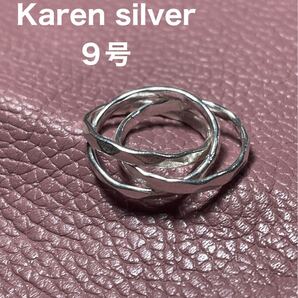 R73ね1んじF カレンシルバー三連リングおしゃれピンキーSILVERトリニティ9.5号指輪じFん
