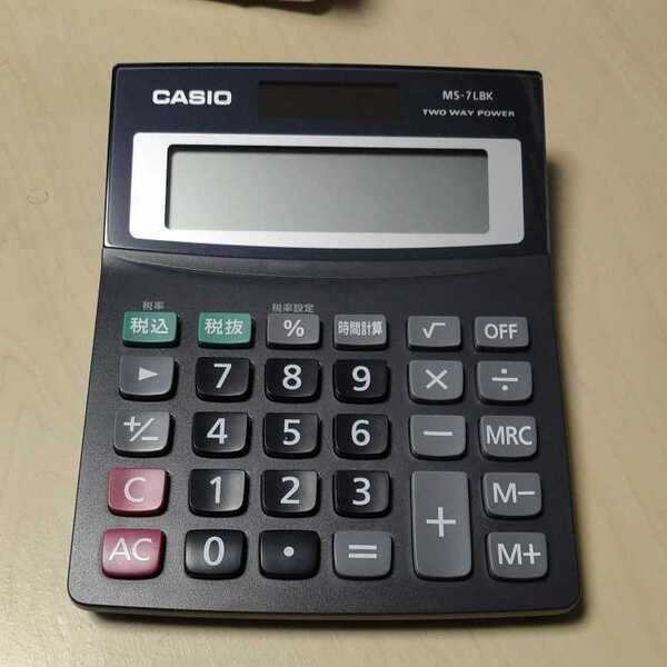◇カシオ 電卓 MS-7LBK-N 税計算、時間計算、計算状態機能付き8桁電卓!!